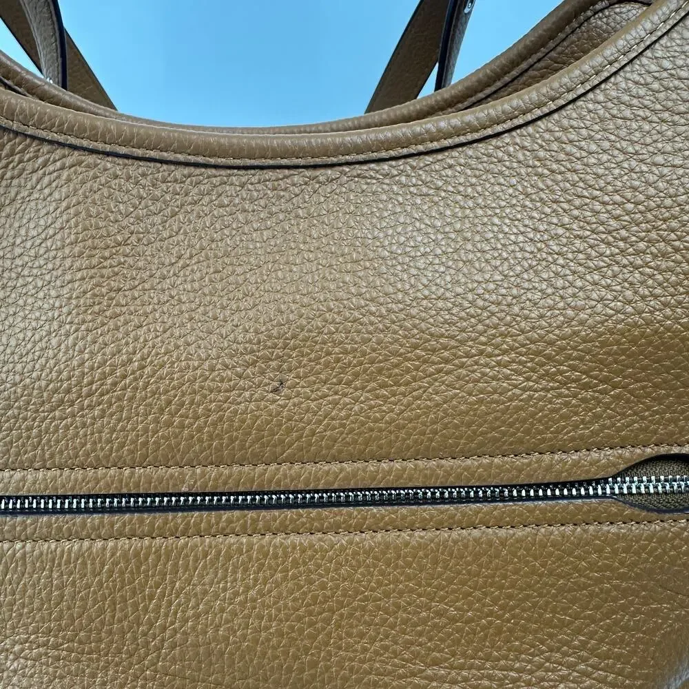 COACH CM074 Meadow Bag Tote Shoulder Bag Pebbled Brown Leather Purse Dual Straps - Picture 6 of 16